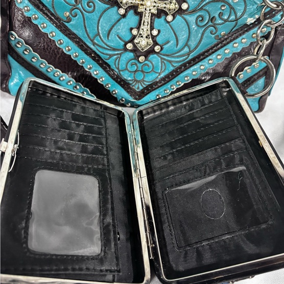 Elegant Blue Embellished Women's Shoulder Bag‎ - Picture 11 of 12